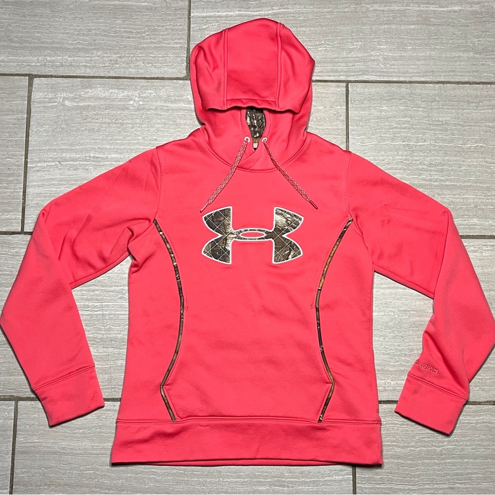 Under Armour Storm Pink Camo Pullover Hoodie Sweatshirt Size Small